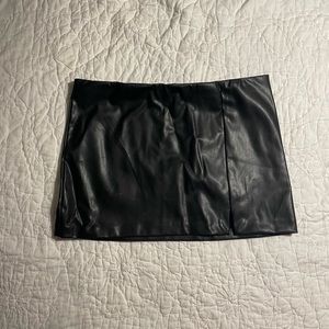 Black leather ultra mini skirt